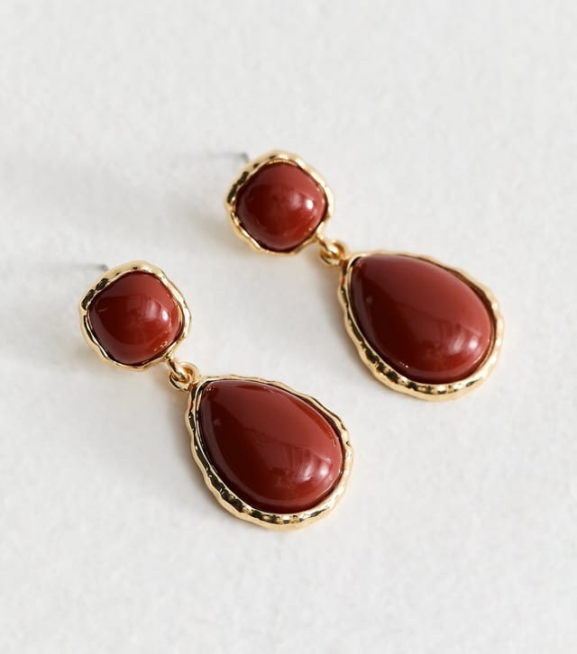 New Look Orange Oval Drop Earrings New Look - 3