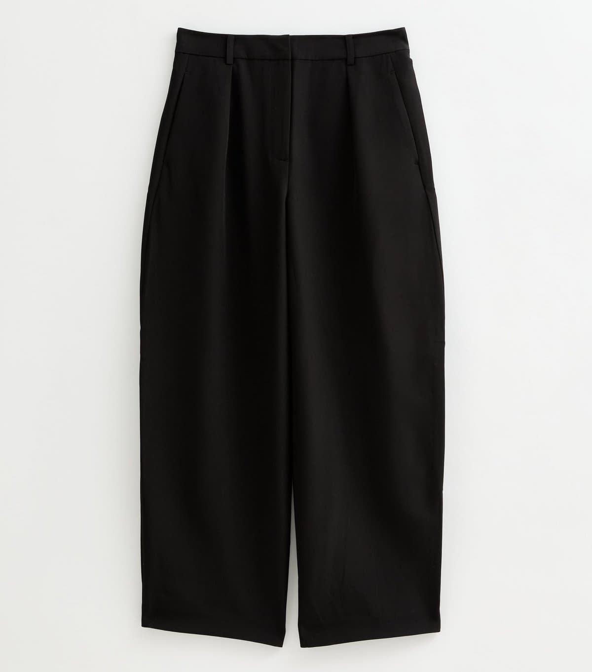 New Look Women's Black Pleated Wide Leg Barrel Trousers New Look