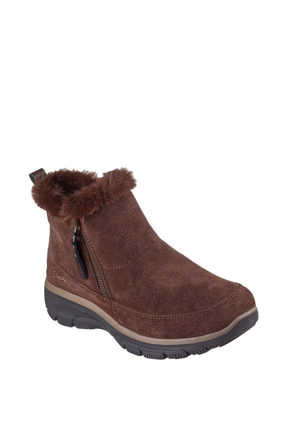 Skechers Skechers Women's Easy Going Cool Zip Ankle Boots in Chocolate