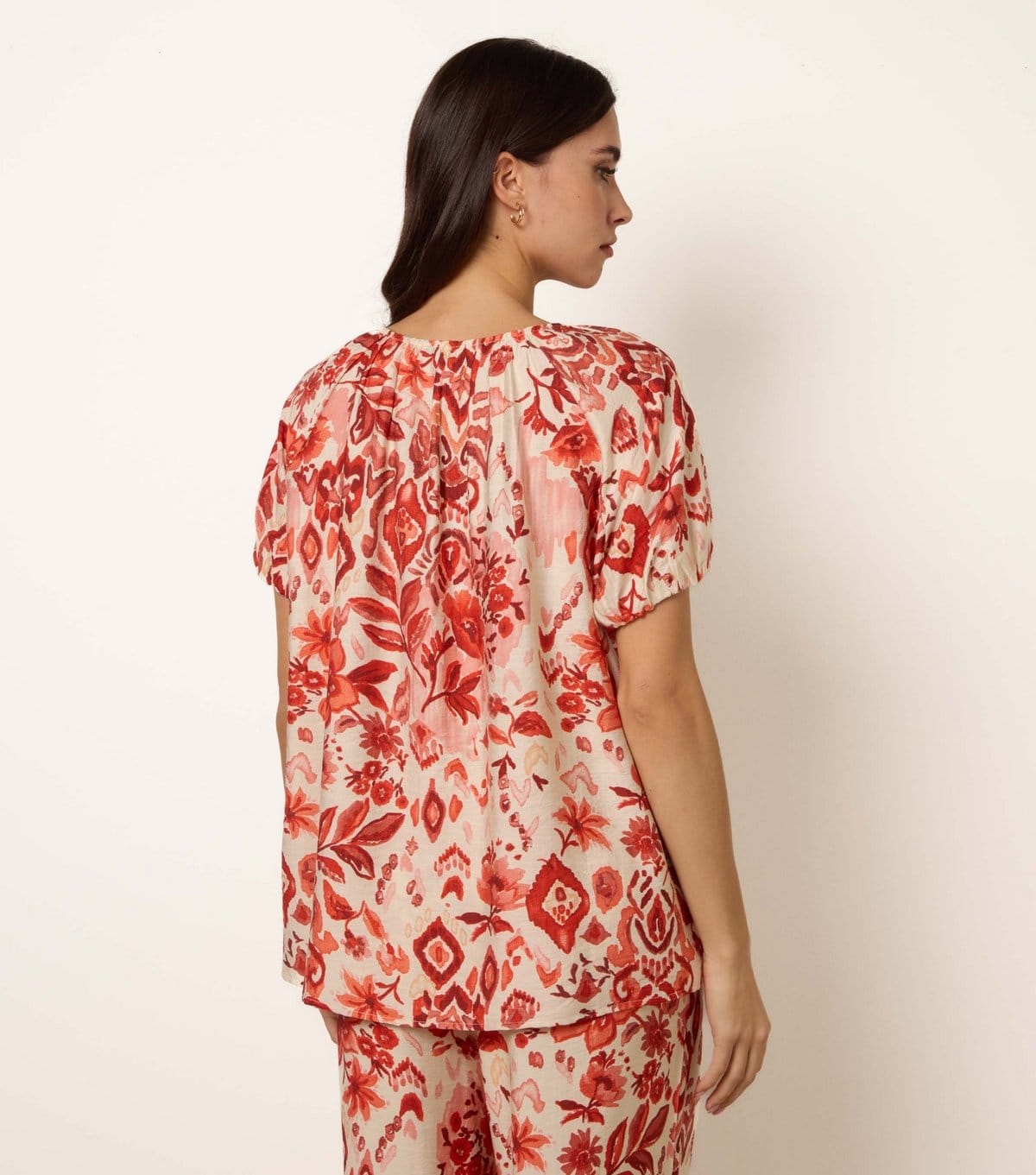 Blue Vanilla Women's Orange Pattern Tie Front Top Blue Vanilla New Look - 4