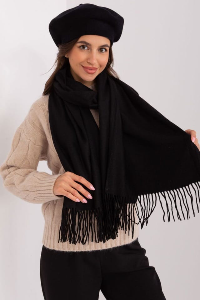 Love Lace Love Lace Women's Warm Long Winter Scarf with Decorative Tassels for Cozy Wear in Black - 2