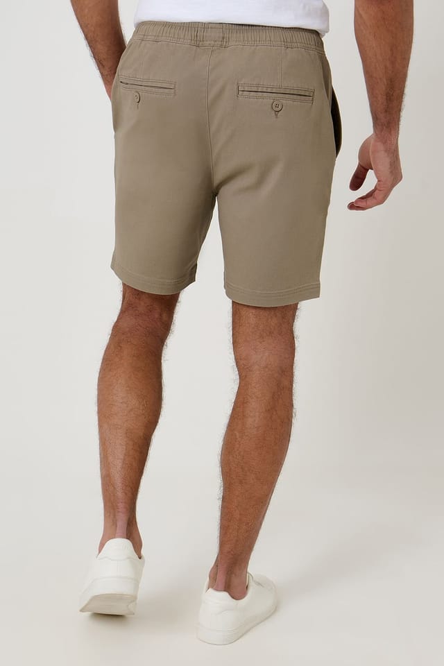 Threadbare Threadbare Men's Shorter Length Stretch Chino Shorts in Taupe - 2
