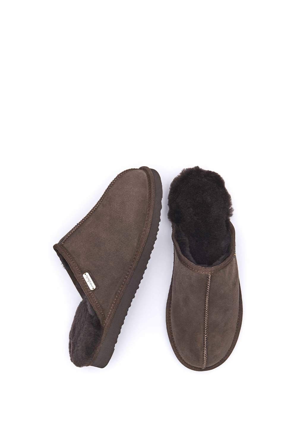 Moshulu Moshulu Men's 'Foxtail' Sheepskin Mule Slippers in Brown
