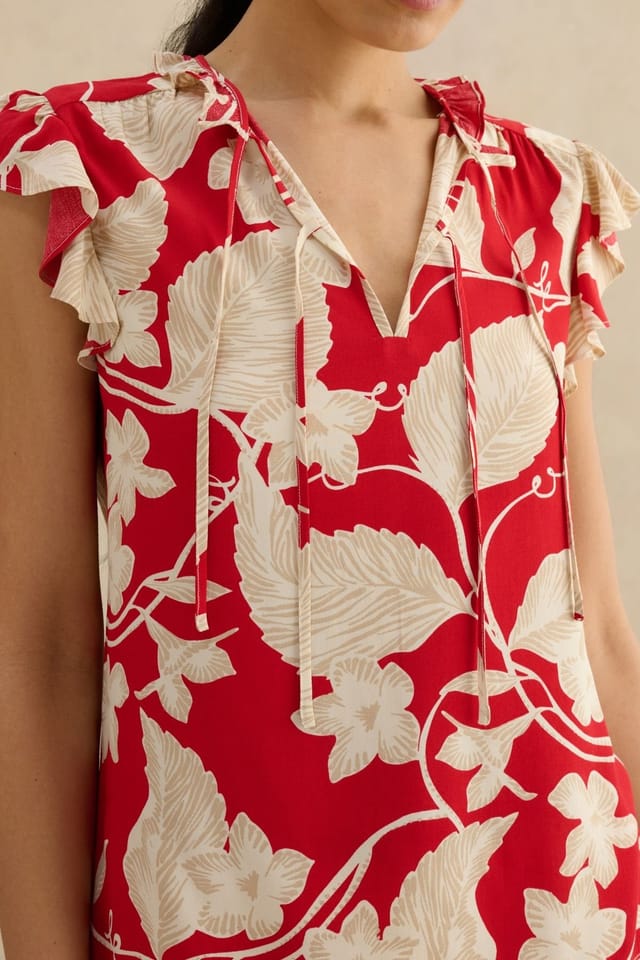 Hobbs London Hobbs London Women's Sadie Tie Neck Blouse in Scarlet - 3