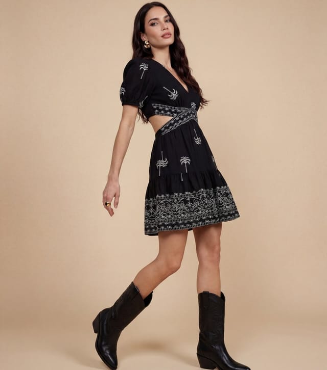 Urban Bliss Women's Black Open Back Embroidered Mini Dress Urban Bliss New Look - 3
