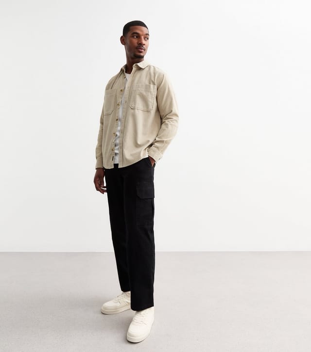 Only and Sons Men's Stone Relaxed Cotton Corduroy Shirt Only and Sons New Look - 3