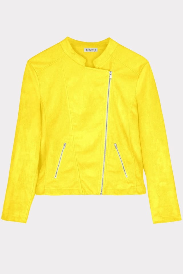 Kettlewell Kettlewell Women's Rachel Cropped Biker Jacket in Bright Yellow - 2