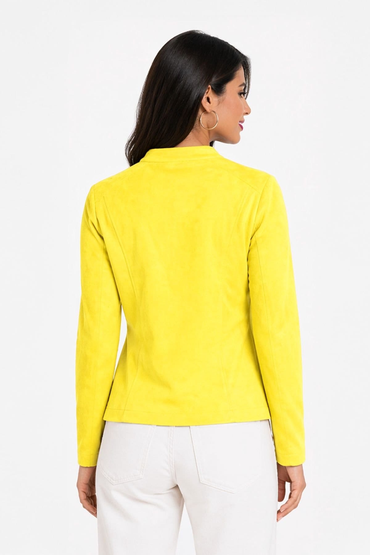 Kettlewell Kettlewell Women's Rachel Cropped Biker Jacket in Bright Yellow - 4