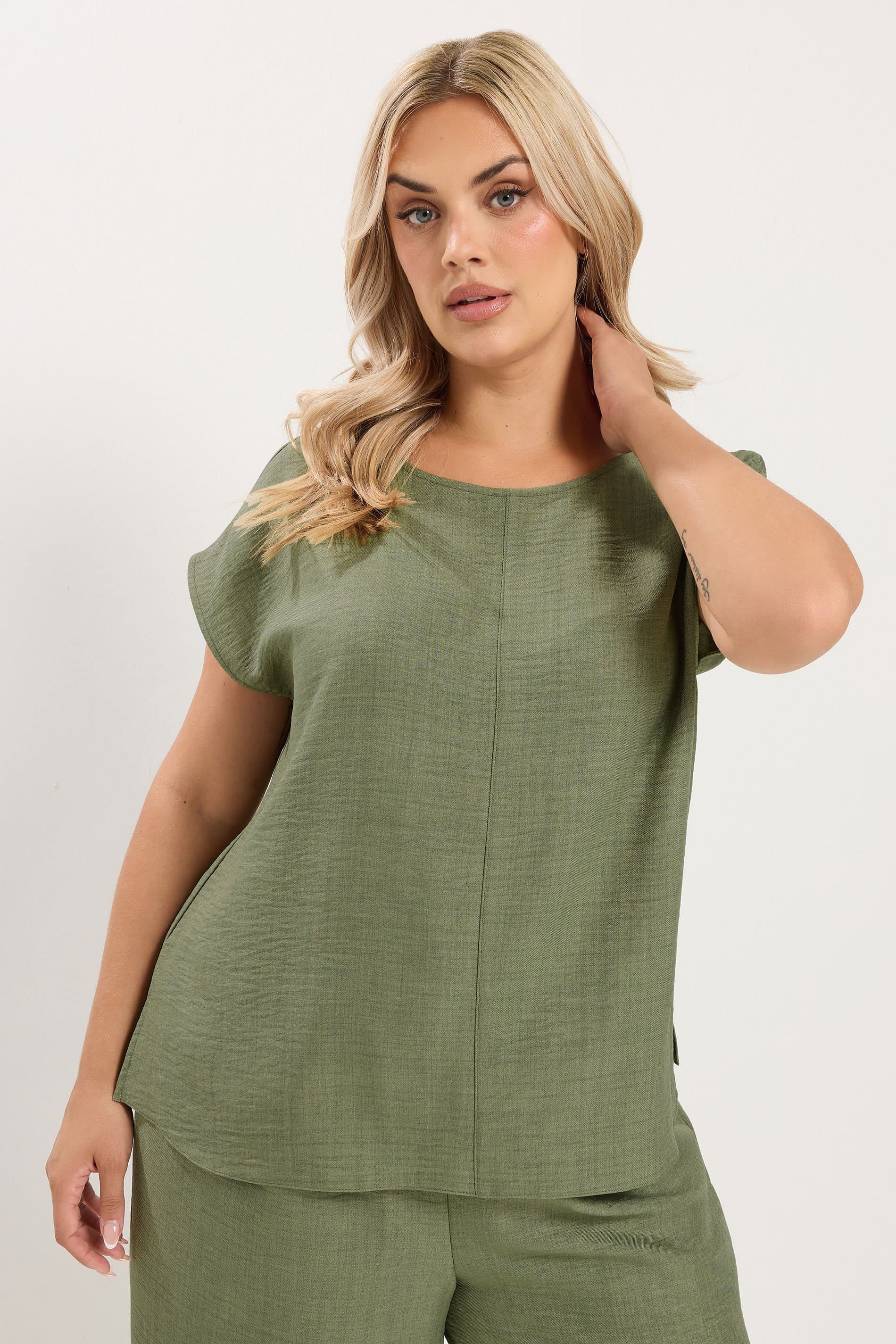 Yours Plus Size Khaki Green Top Co Ord