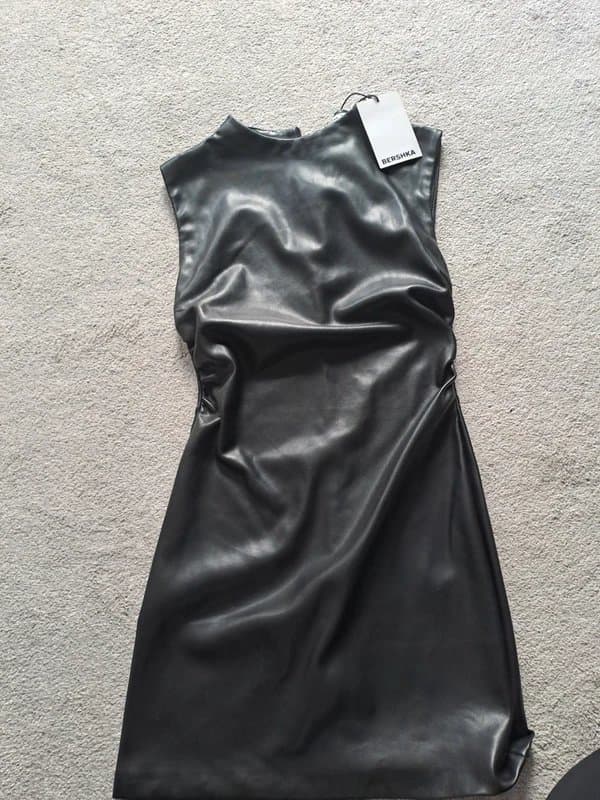Bershka black leather mini dress