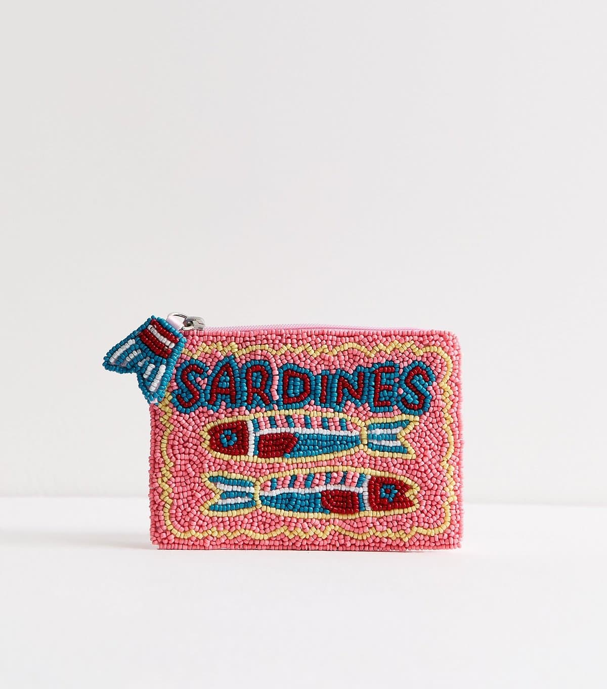 New Look Pink Sardines Beaded Purse New Look