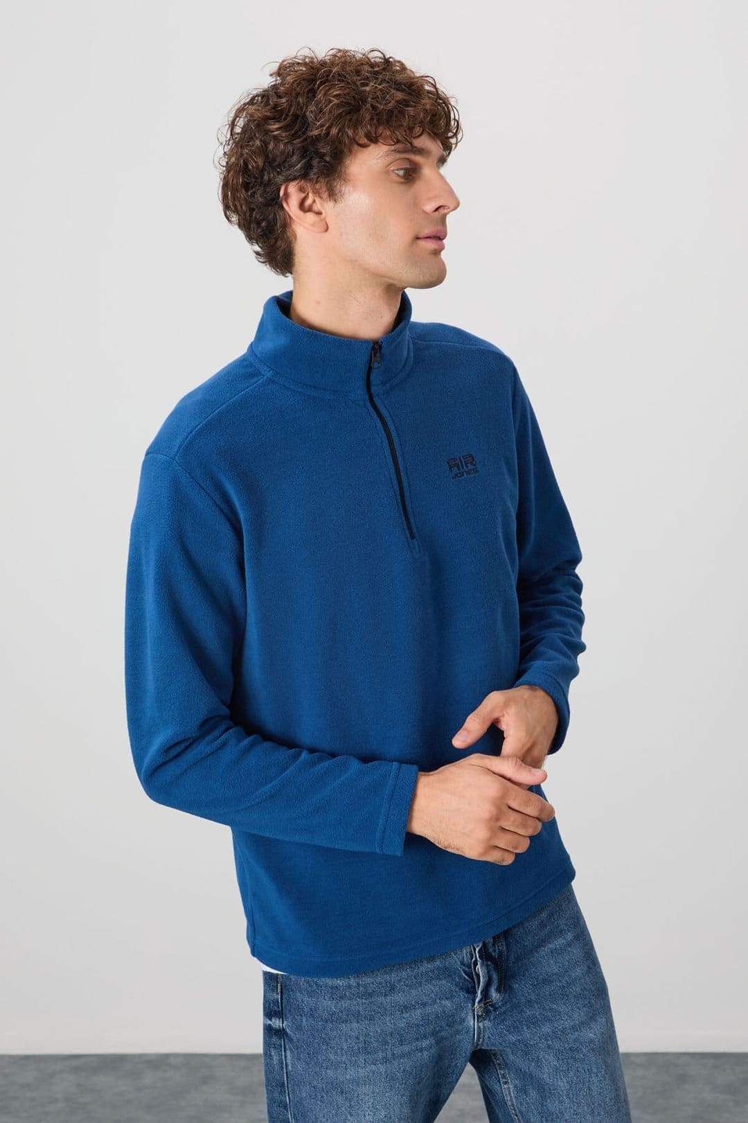 Tommy Life Tommy Life Men's Plush Half-Zip Sweatshirt in Blue - 4