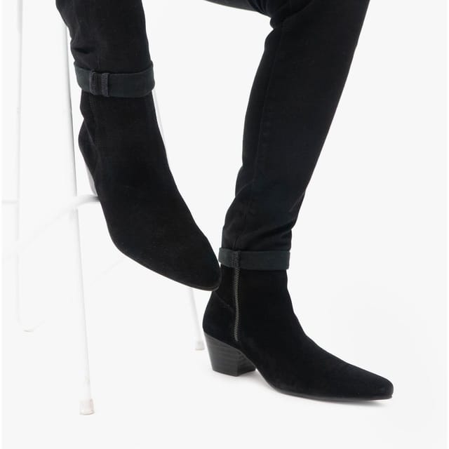 Club Cubano Club Cubano Men's Lennon Suede Zip Cuban Heel Ankle Boots in Black - 2