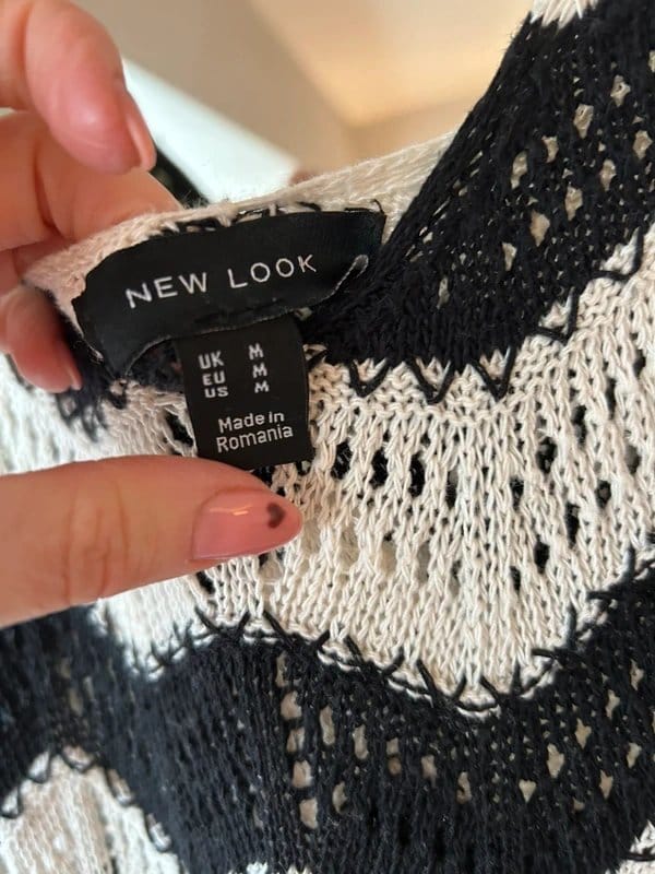 New Look Black & Cream Crochet Summer Dress Size M