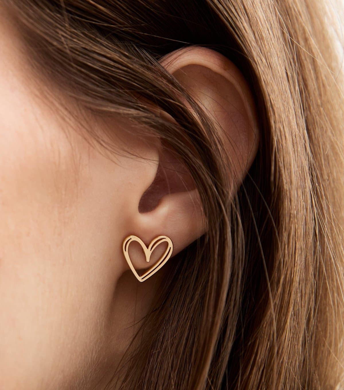 New Look 18ct Gold Plated Heart Stud Earrings New Look