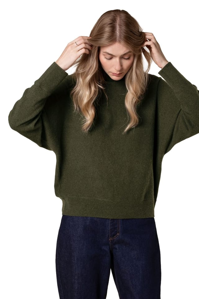 Celtic & Co Celtic & Co Women's Lambswool Roll Neck Jumper in Dark Olive - 3