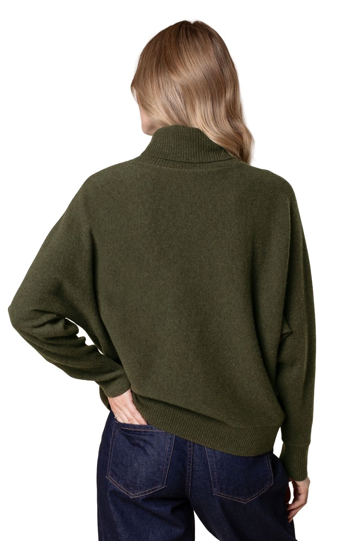 Celtic & Co Celtic & Co Women's Lambswool Roll Neck Jumper in Dark Olive - 4
