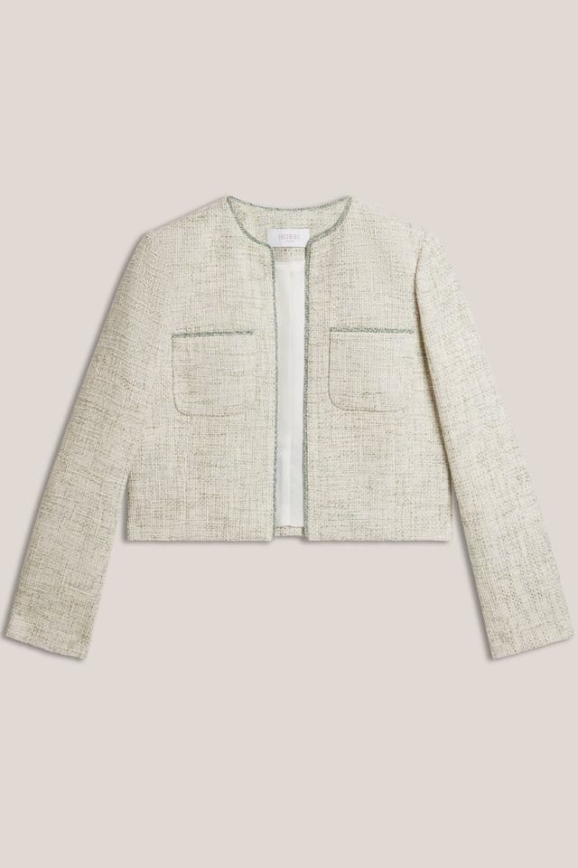 Hobbs London Hobbs London Women's Darcy Tweed Cropped Jacket in Pale Green - 2