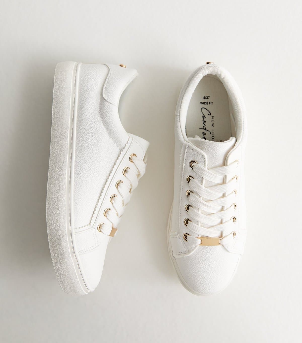 New Look New Look White Faux Leather Lace-Up Trainers