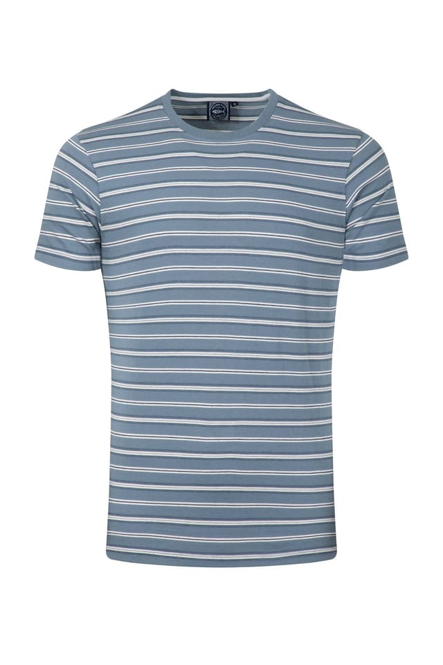 Weird Fish Weird Fish Men's Jefferson Textured Stripe T-Shirt in Mid Blue - 2