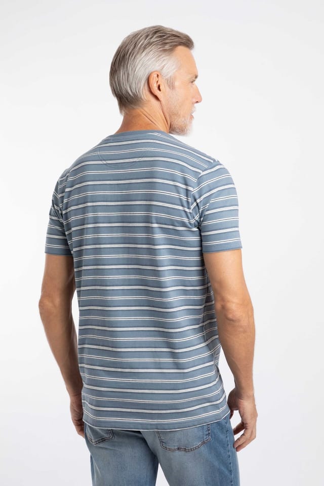 Weird Fish Weird Fish Men's Jefferson Textured Stripe T-Shirt in Mid Blue - 3