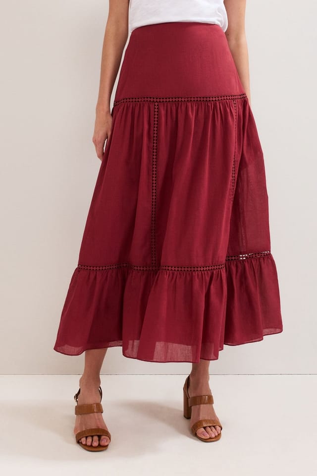 Phase Eight Phase Eight Women's Kyla Trim Detail Maxi Skirt in Wine - 3