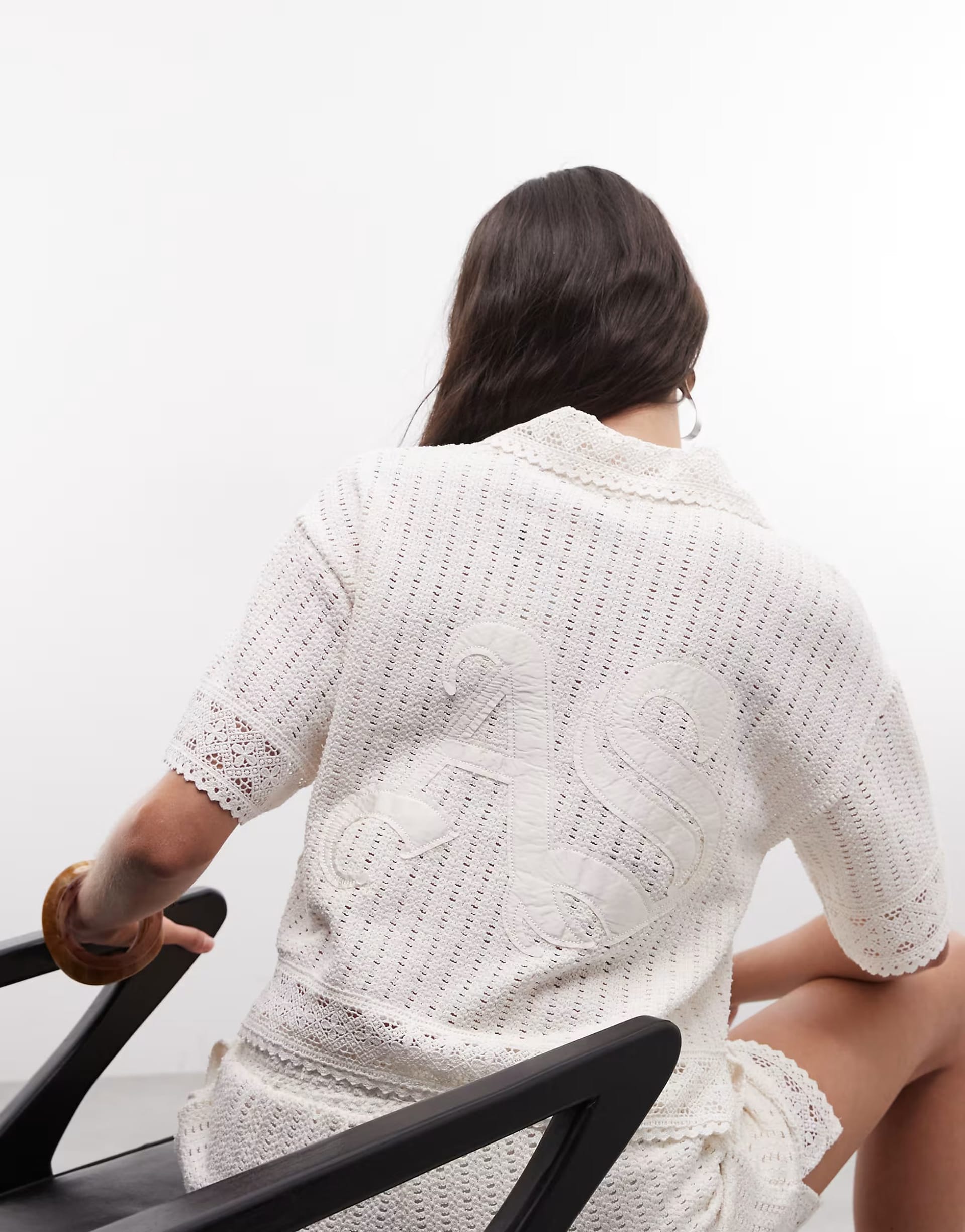 ASOS AllSaints Elma White Crochet Polo Top