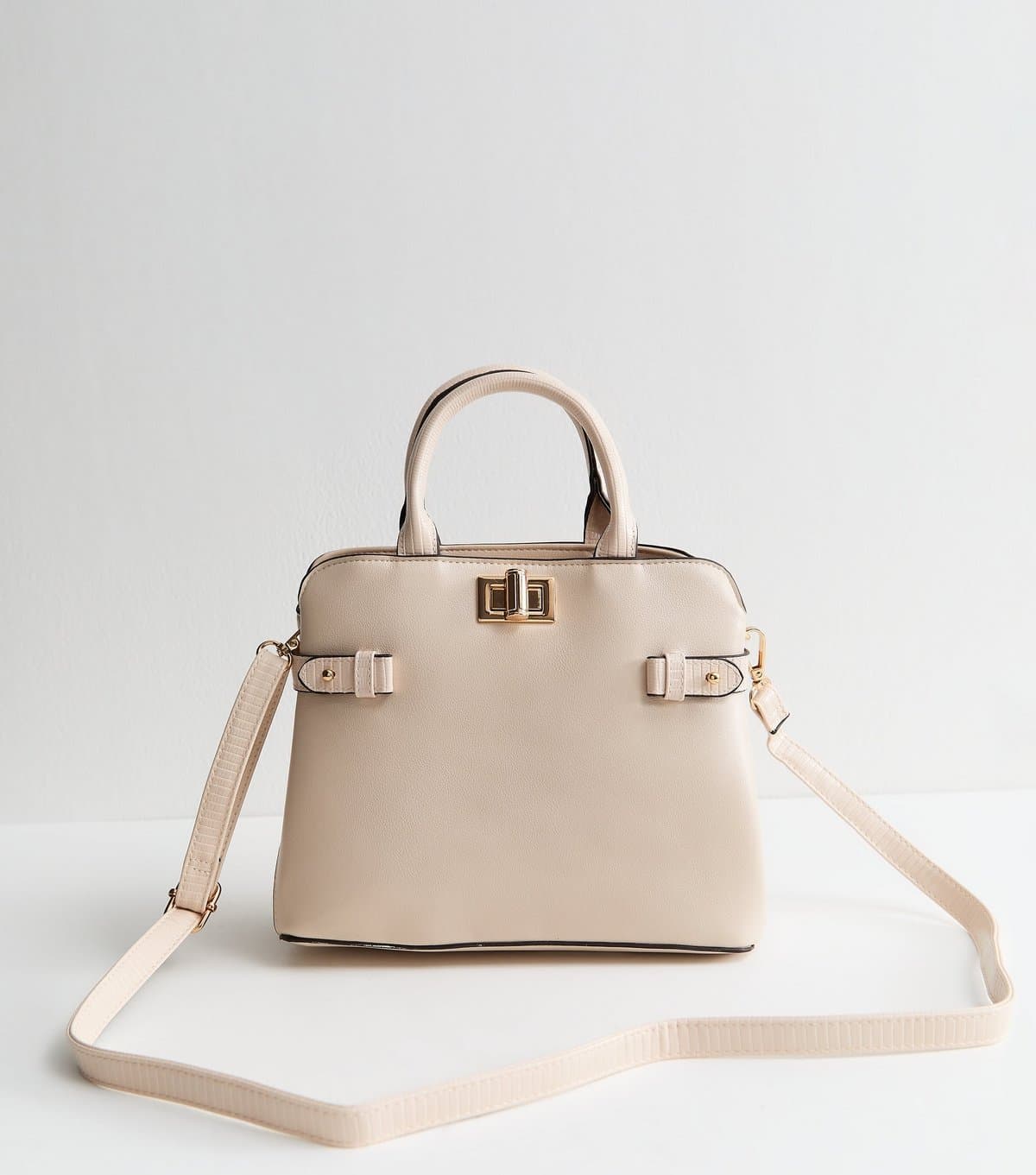 New Look New Look White Faux Leather Gusset Top Handle Bag