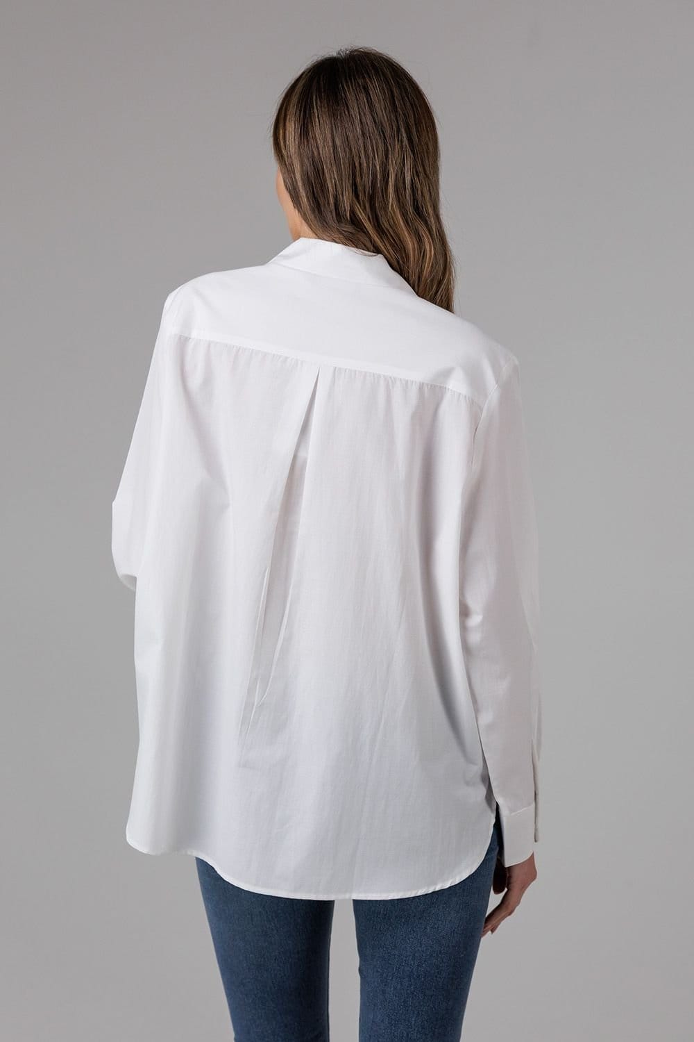 French Connection French Connection Women's Cotton Long Sleeve Chest Pocket Poplin Popover High-Low Hem Shirt in White - 2