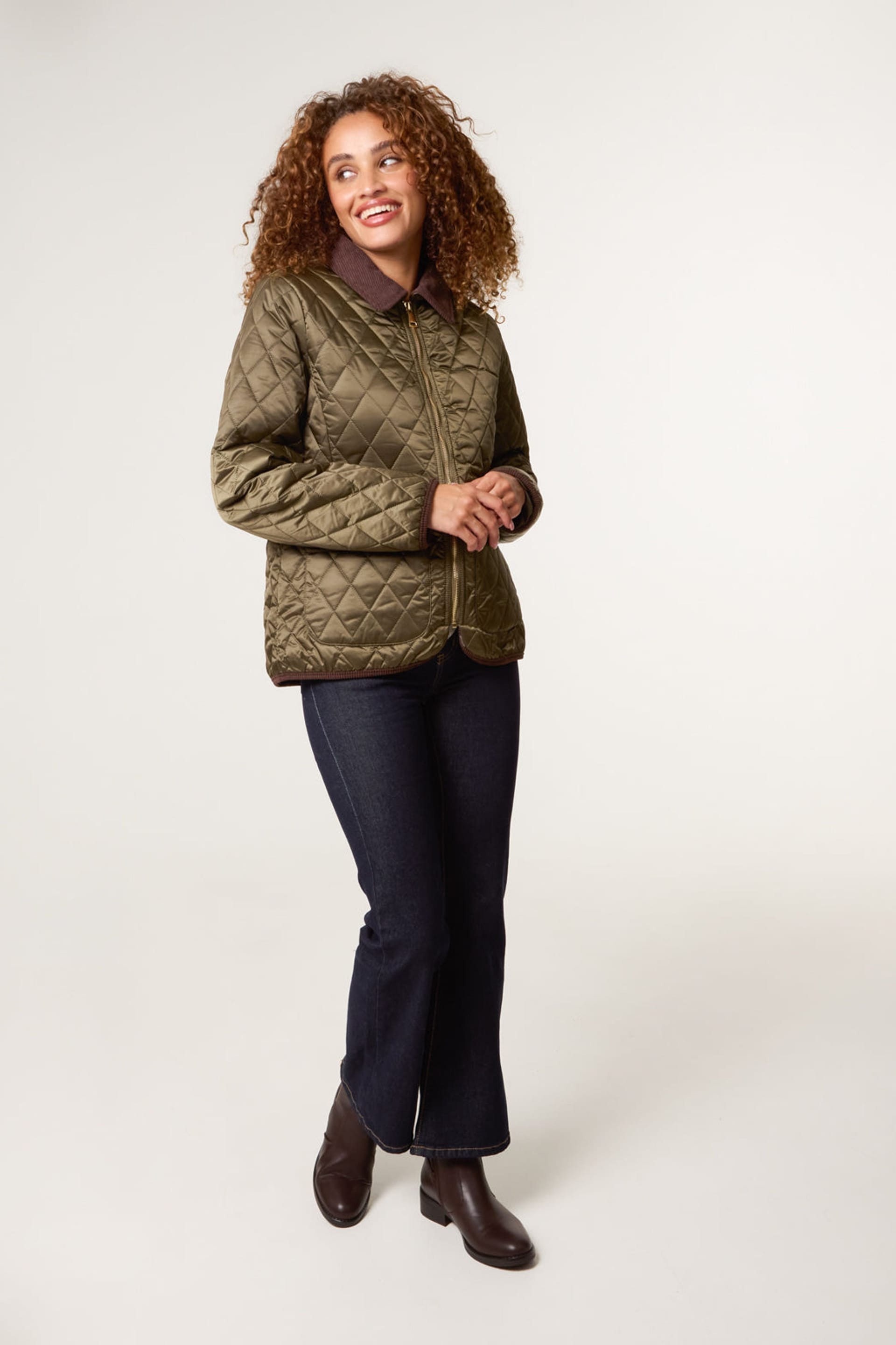 Blue Vanilla Blue Vanilla Women's Khaki Diamond Quilted Cord Collar Coat - 4