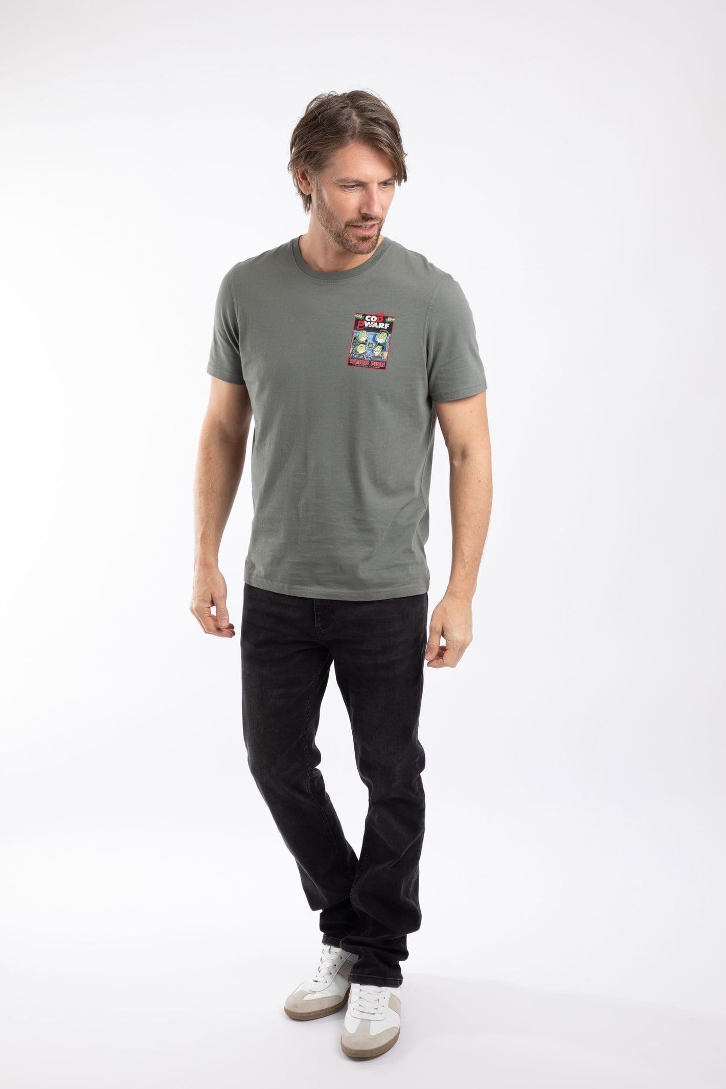 Weird Fish Weird Fish Men's Cod Dwarf Artist T-Shirt in Mid Grey - 4