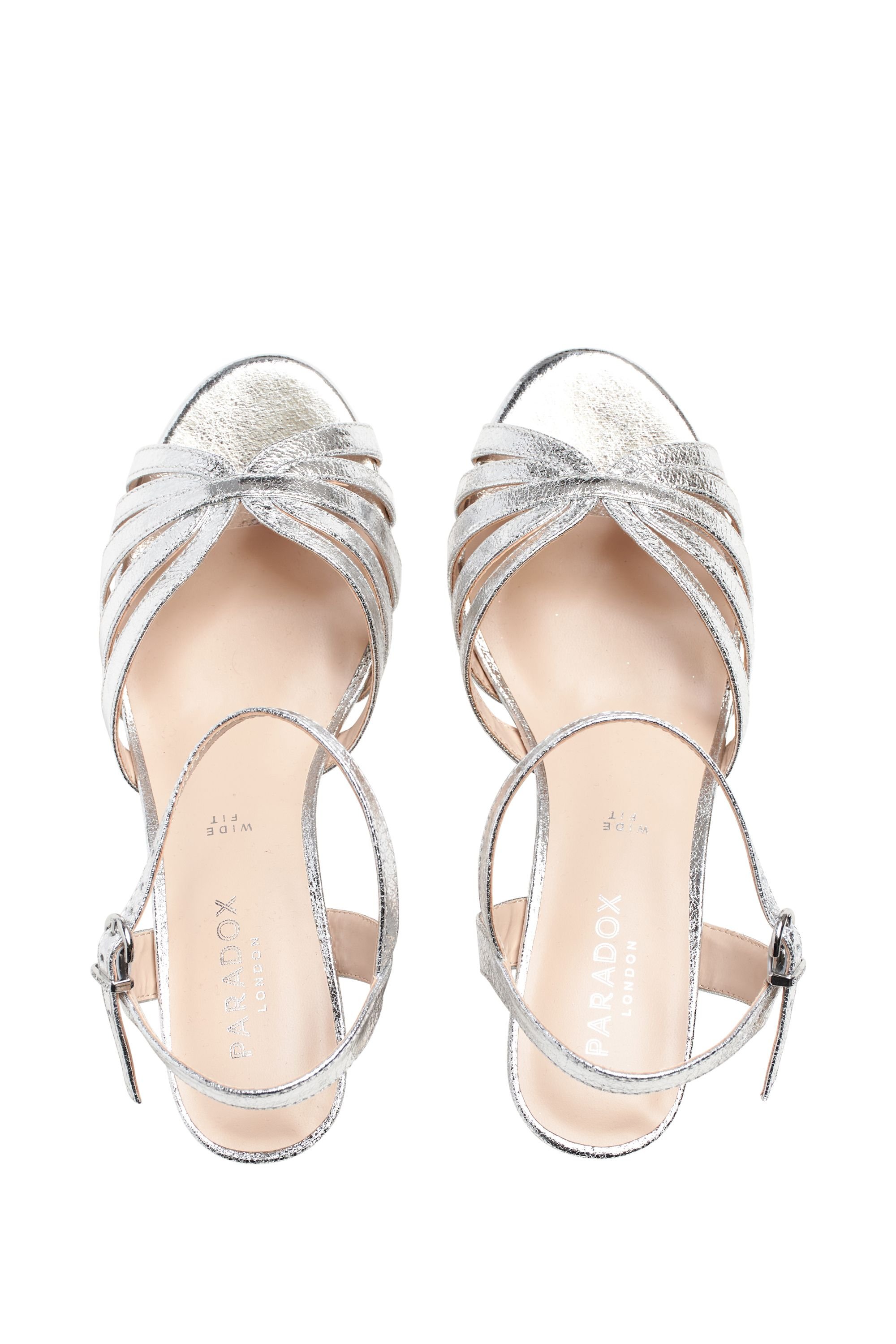 Paradox London Paradox London Women's Silver 'Taytum' Wide Fit Heeled Sandals - 3