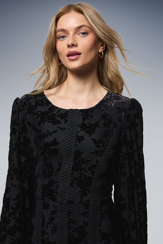 Oasis Oasis Women's Trim Panelled Boho Maxi Dress in Black - 2