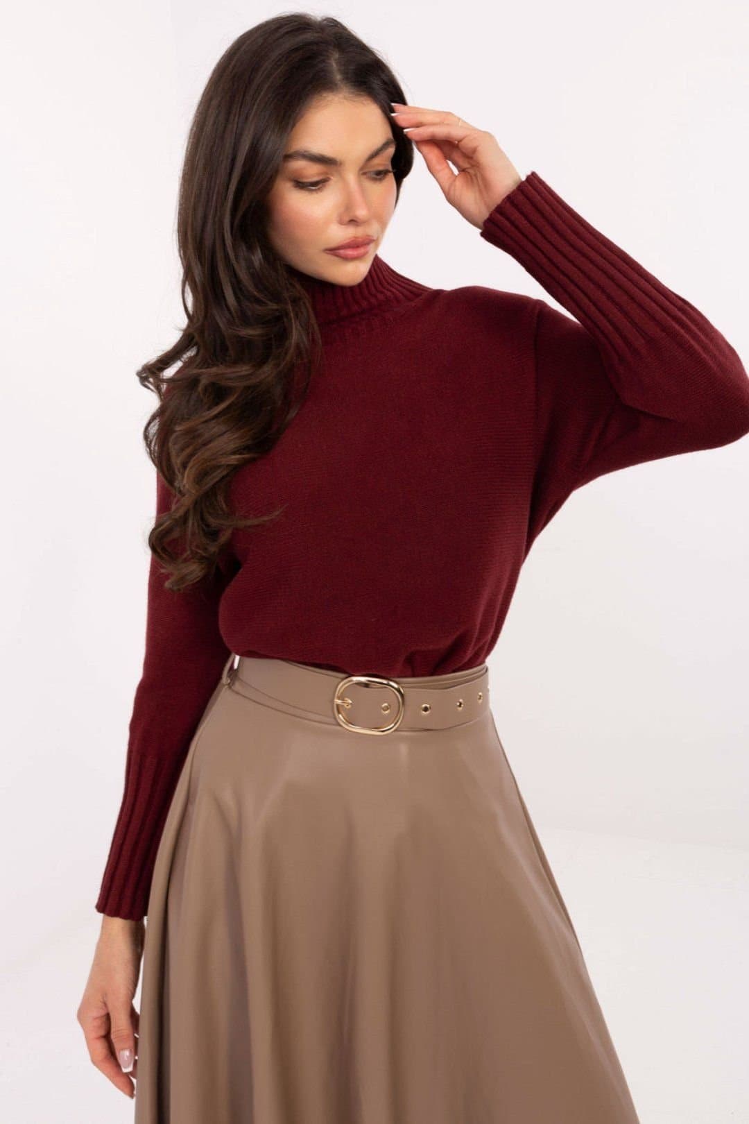 Love Lace Love Lace Burgundy Turtleneck Sweater in Soft Knit