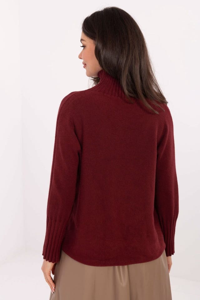 Love Lace Love Lace Women's Classic Casual Turtleneck Sweater Soft Knit in Burgundy - 3