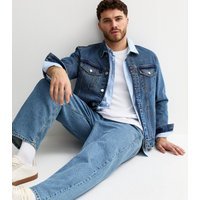 New Look Men's Blue Faded Distressed Denim Jacket New Look - 3