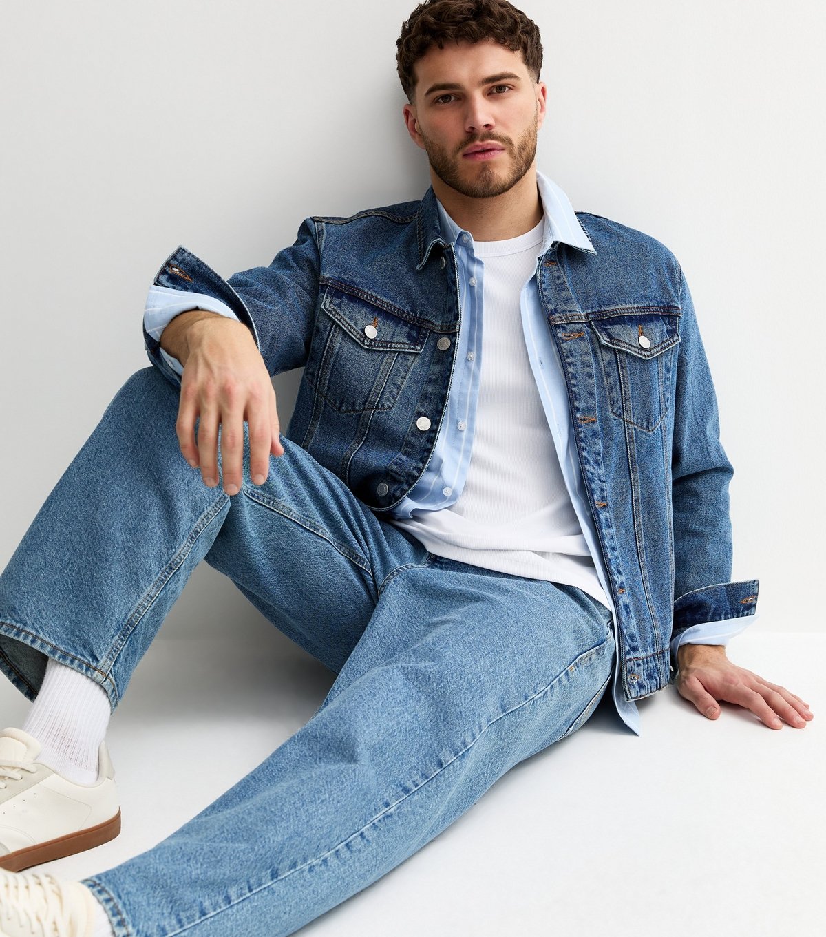 New Look Men's Blue Faded Distressed Denim Jacket New Look - 4