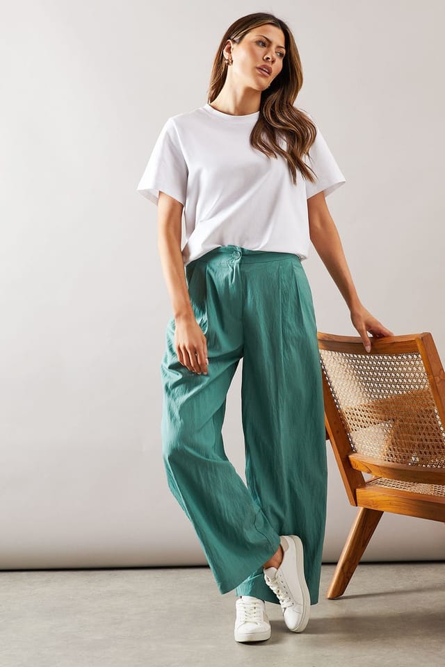 Wallis Wallis Women's Wide Leg Pleat Detail Trouser in Sage - 2