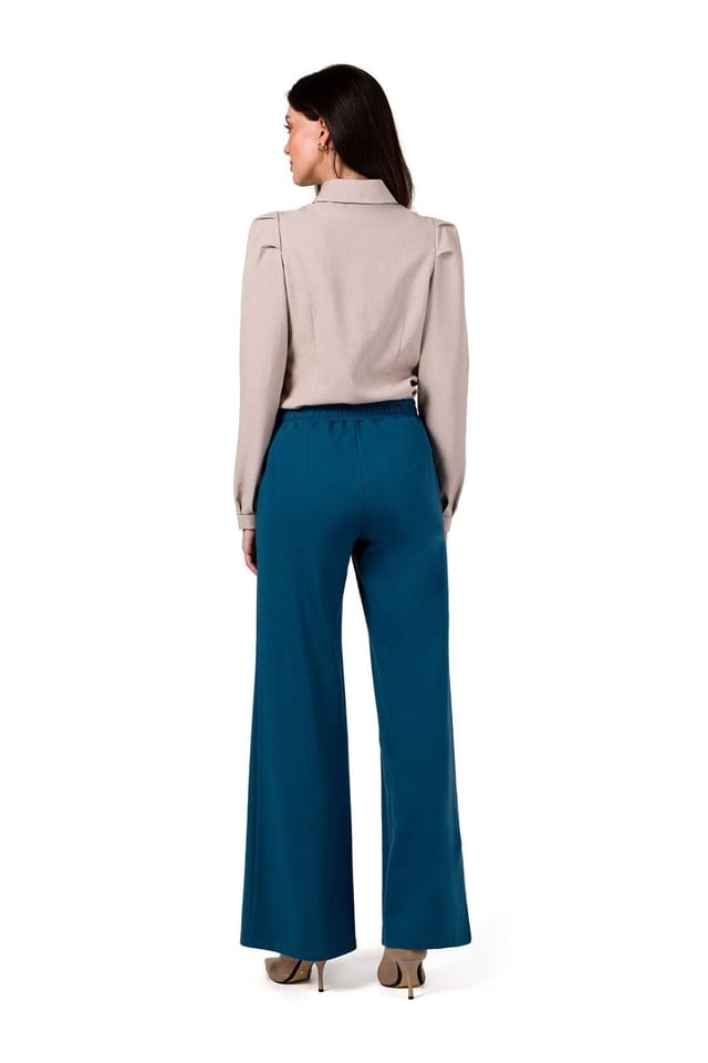 Love Lace Love Lace Women's Soft Cotton Sweatshirt Knit Wide Leg Pants in Blue - 2