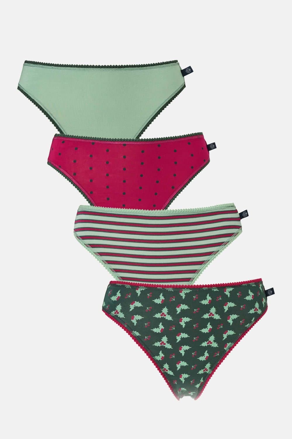 British Boxers British Boxers Women's Pack of Four "Forest Berry" Bamboo High Leg Knickers
