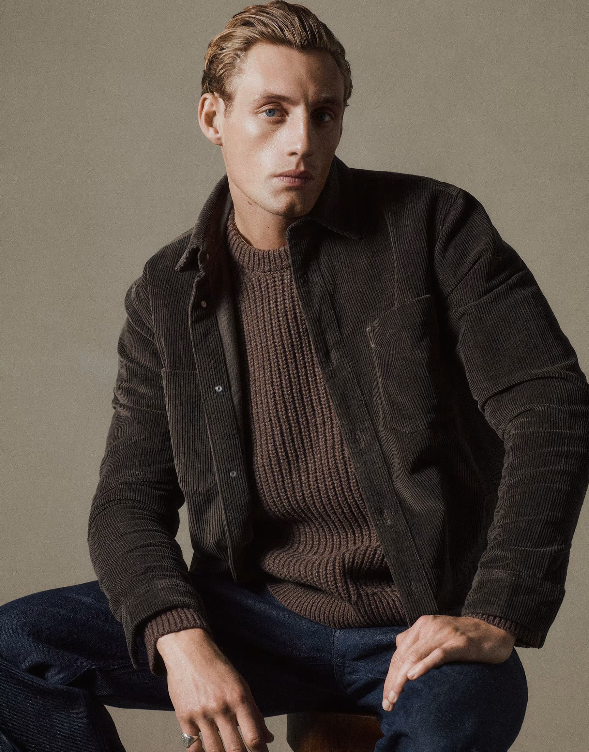ASOS ASOS COLLECTIVE relaxed chunky cord shirt co-ord in brown