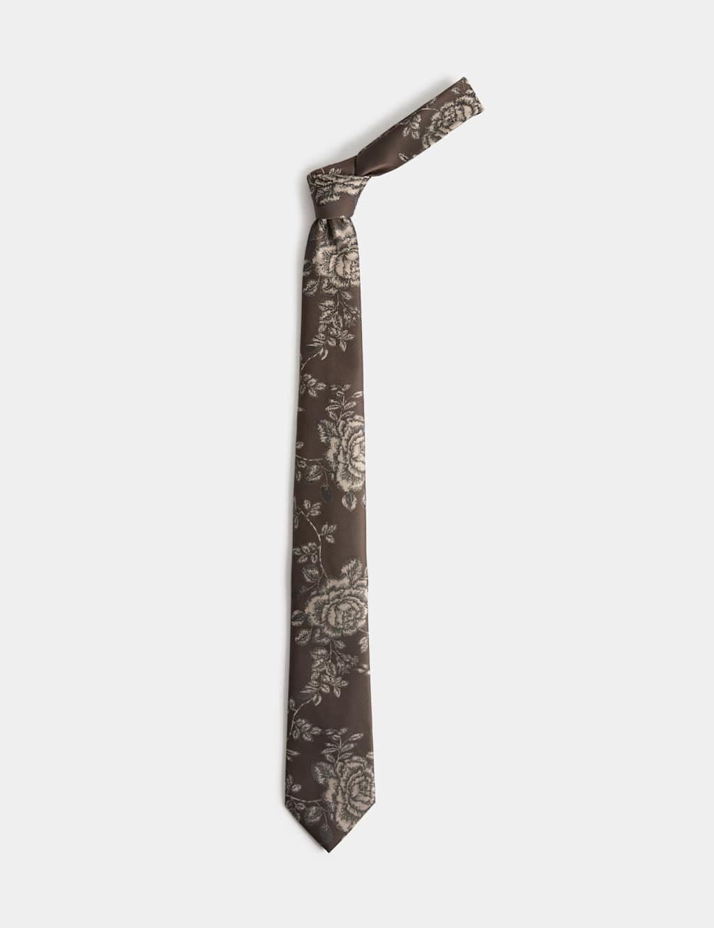 Marks & Spencer M&S Floral Tie Brown