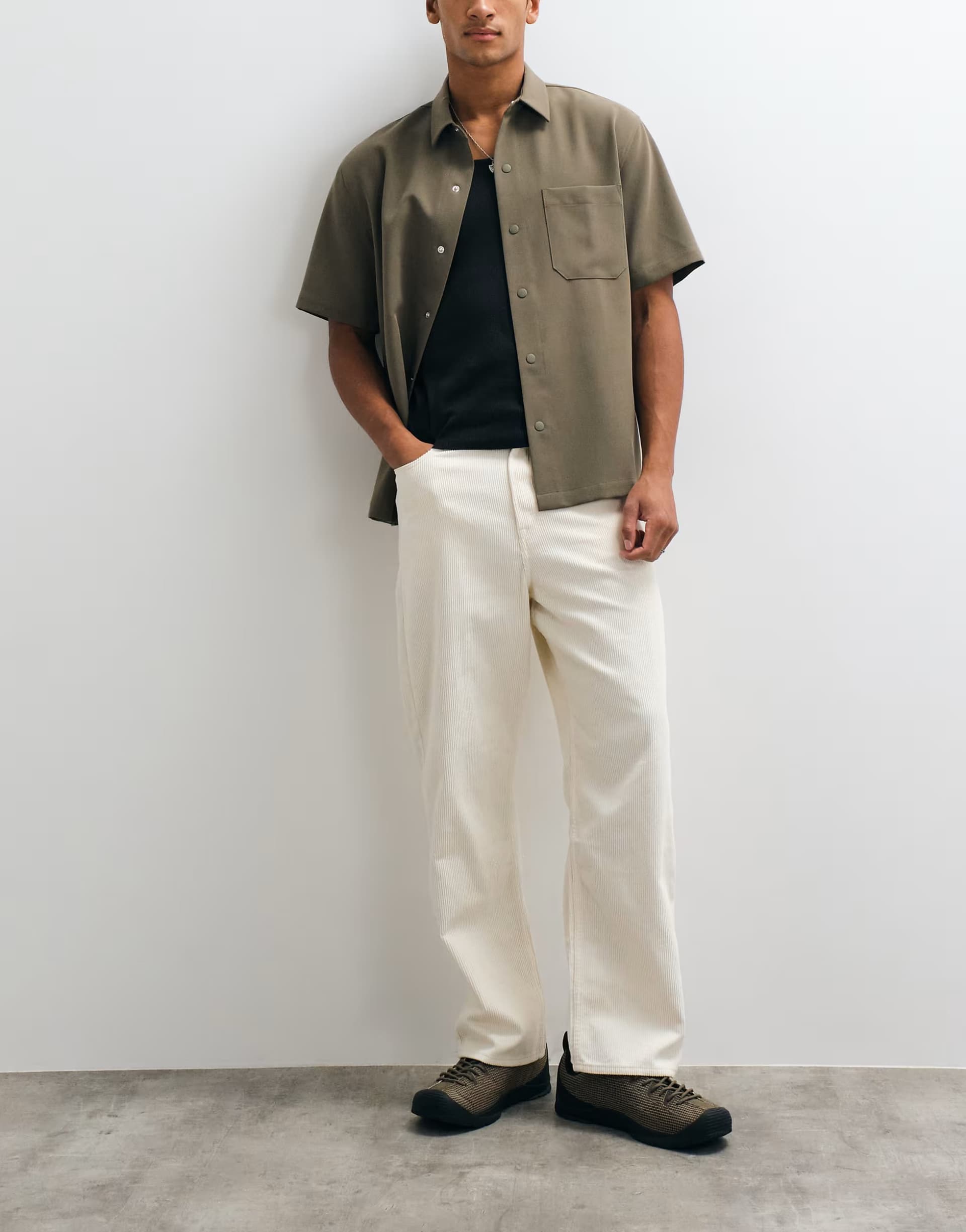 ASOS Jack & Jones Alex baggy cord trousers in off white