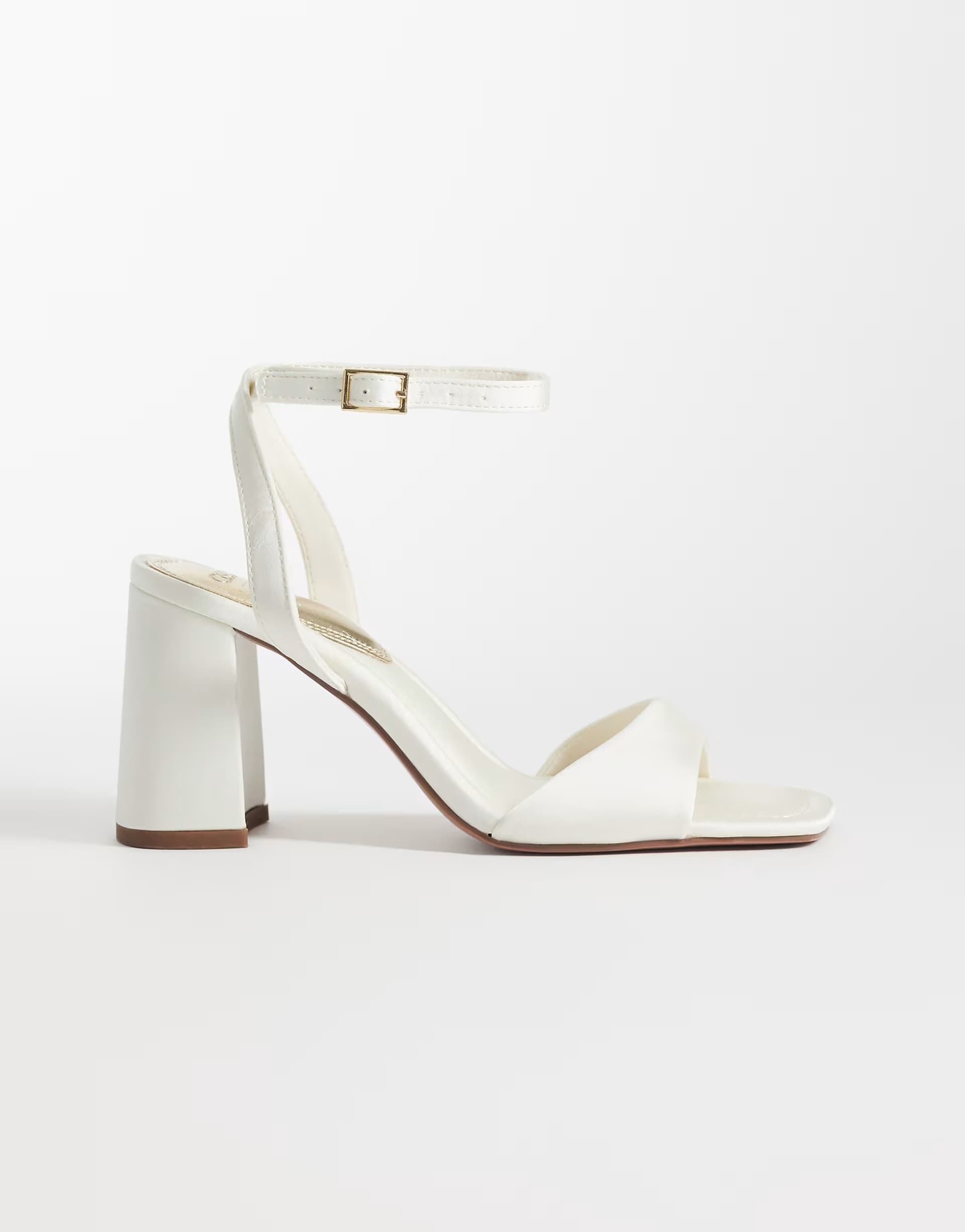 ASOS ASOS DESIGN Hotel barely there block heeled sandals in ivory satin