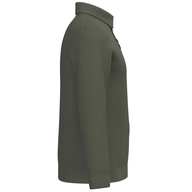 Spasso Spasso Men's Knitted Long-Sleeved Polo Shirt in Khaki - 3