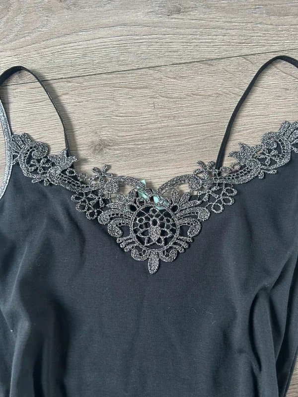 New Look New Look black lace cami top UK 14 tall strappy Y2K going out