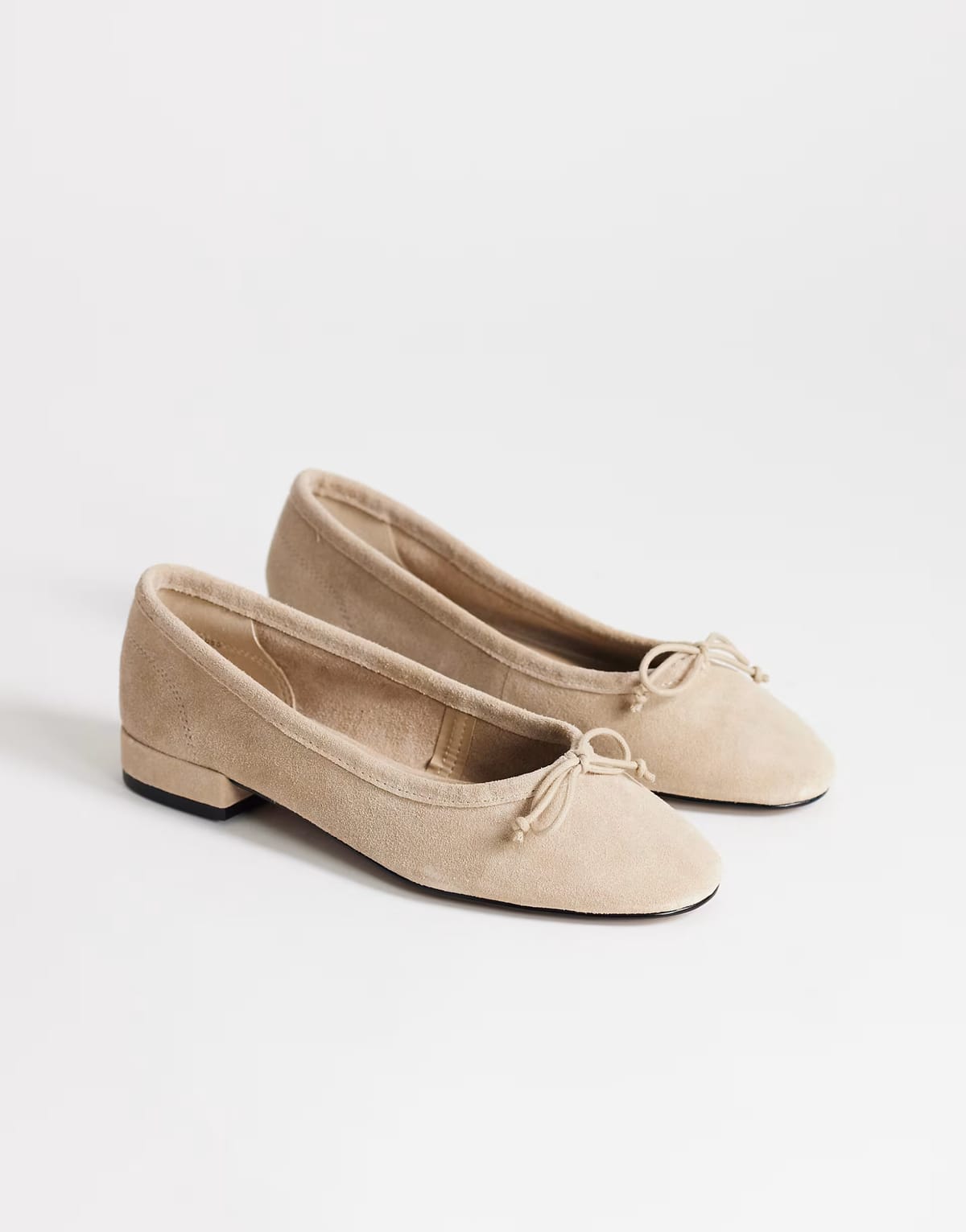 ASOS Topshop Dottie real suede block heel ballet shoe in taupe - 1
