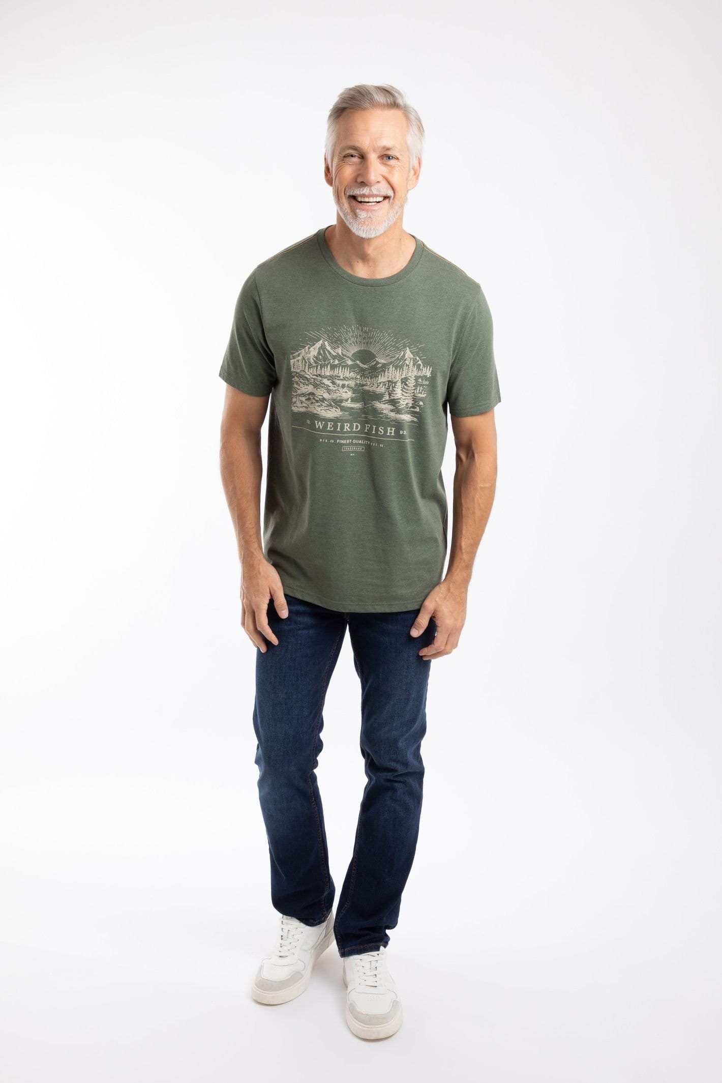 Weird Fish Weird Fish Men's Sunrise Front Print Graphic T-Shirt in Pale Green - 4