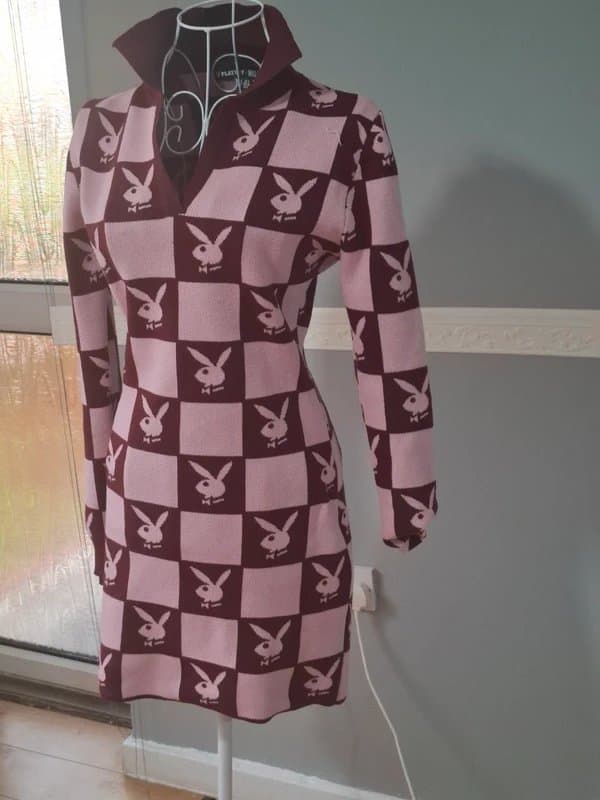 Playboy x Missguided Burgundy and pink Playboy dress – size 8 – worn once