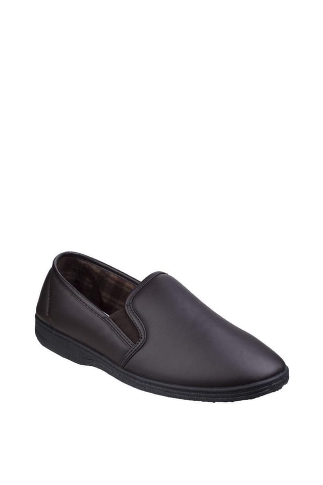 Fleet & Foster Fleet & Foster Men's Visa Twin Gusset Slipper in Brown - 2